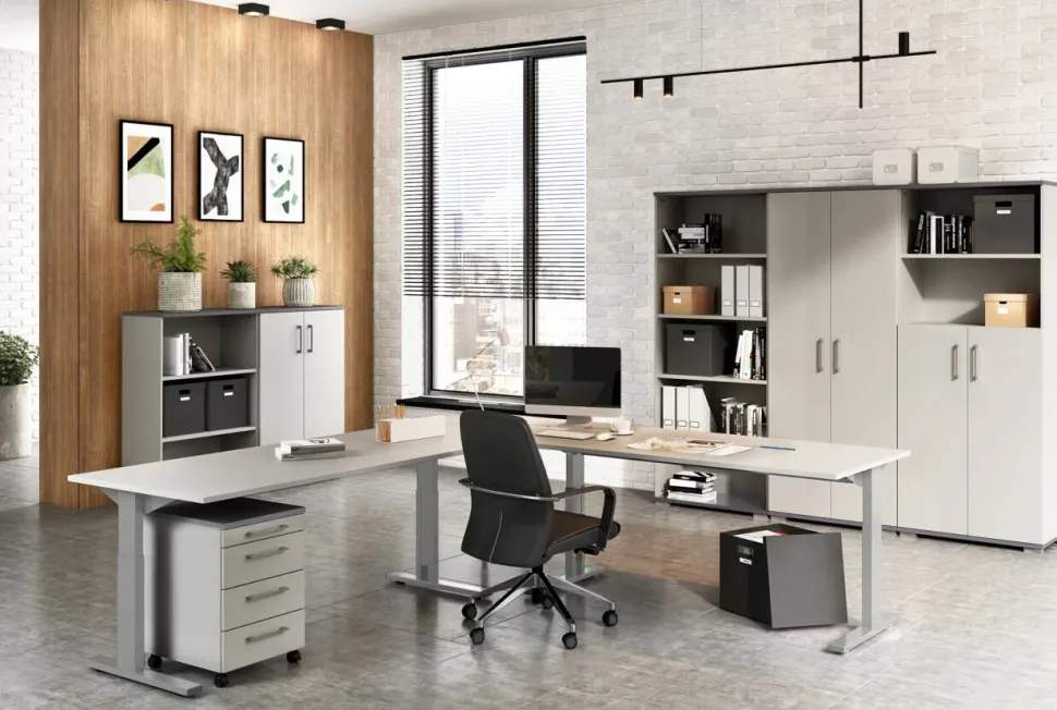 GERMANIA GW-Profi 2.0 Hoogteverstelbaar Bureau Rechthoekig Melamine Grijs 1.800 x 800 x 750 mm