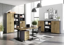 GERMANIA GW-Profi 2.0 Hoogteverstelbaar Bureau Rechthoekig Eiken Melamine Zwart 1.800 x 800 x 750 mm