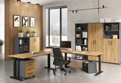 GERMANIA GW-Profi 2.0 Hoogteverstelbaar Bureau Rechthoekig Eiken Melamine Zwart 1.800 x 800 x 750 mm