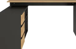 GERMANIA hoekbureau met geïntegreerd dressoir GW-Lissabon 4187-549 donkergrijs, lichtbruin, eiken 146 x 145 x 77 cm