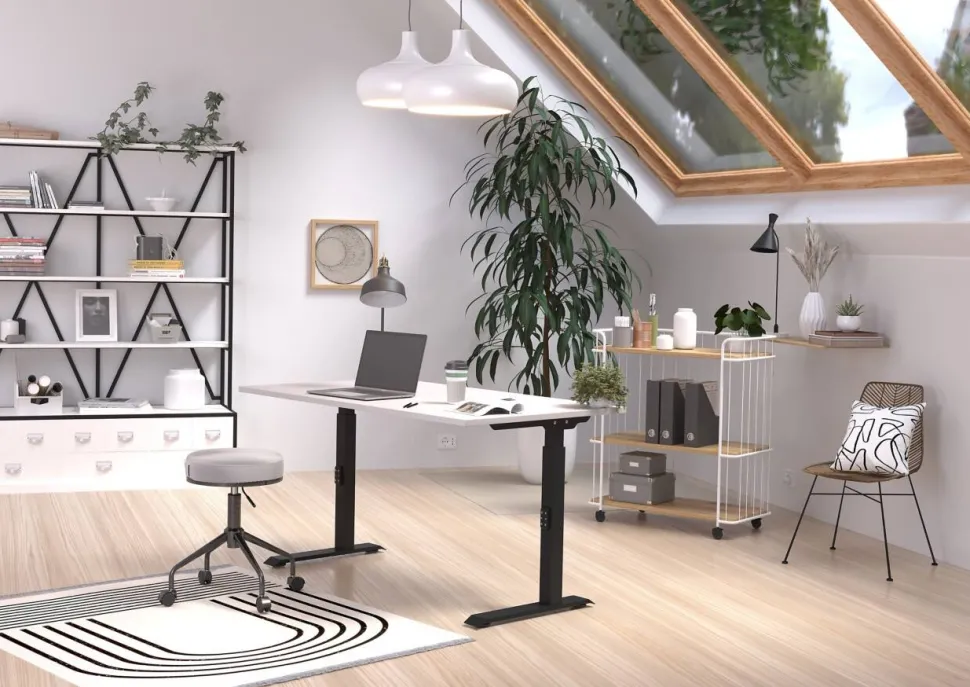 GERMANIA Hoogteverstelbaar Zit-sta-bureau Metaal, spaanplaat Kasjmier, zwart C-Voet 1,200 x 800 x 910 mm