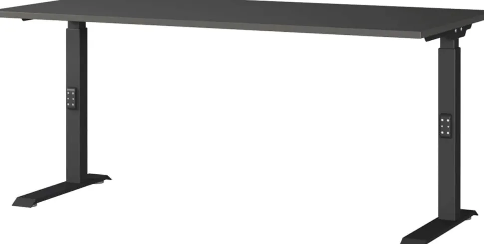 GERMANIA Hoogteverstelbaar Bureau Spaanplaat, metaal Zwart C-Voet 1.600 x 800 x 910 mm