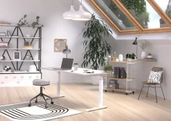 GERMANIA Hoogteverstelbaar Zit-sta-bureau Metaal, spaanplaat Kasjmier, wit C-Voet 1,600 x 800 x 910 mm