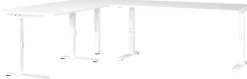 GERMANIA Hoogteverstelbaar Hoekbureau Metaal, spaanplaat Wit C-Voet 2,400 x 2,000 x 910 mm