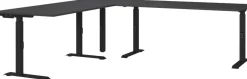 GERMANIA Hoogteverstelbaar Hoekbureau Metaal, spaanplaat Zwart C-Voet 2,600 x 2,200 x 910 mm
