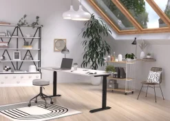 GERMANIA Hoogteverstelbaar Zit-sta-bureau Metaal, spaanplaat Kasjmier, zwart C-Voet 1,800 x 800 x 910 mm