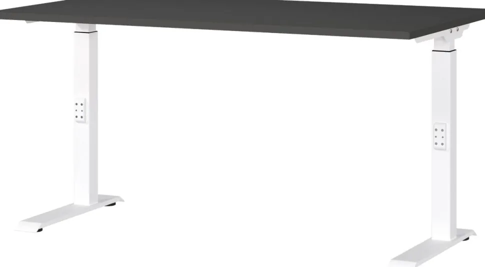 GERMANIA Hoogteverstelbaar Zit-sta-bureau Eiken Metaal, spaanplaat Wit C-Voet 1,400 x 800 x 910 mm