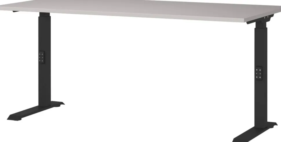 GERMANIA Hoogteverstelbaar Zit-sta-bureau Metaal, spaanplaat Kasjmier, zwart C-Voet 1,600 x 800 x 910 mm