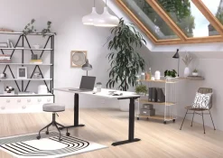 GERMANIA Hoogteverstelbaar Zit-sta-bureau Metaal, spaanplaat Kasjmier, zwart C-Voet 1,600 x 800 x 910 mm