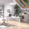 GERMANIA Hoogteverstelbaar Zit-sta-bureau Metaal, spaanplaat Kasjmier, wit C-Voet 1,800 x 800 x 910 mm