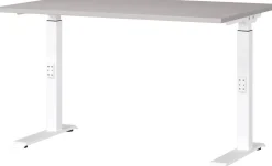 GERMANIA Hoogteverstelbaar Zit-sta-bureau Metaal, spaanplaat Kasjmier, wit C-Voet 1,200 x 800 x 910 mm