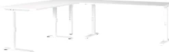 GERMANIA Hoogteverstelbaar Hoekbureau Metaal, spaanplaat Wit C-Voet 2,600 x 2,000 x 910 mm