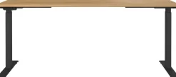 GERMANIA Hoogteverstelbaar Zit-sta-bureau Metaal, spaanplaat Eiken, zwart T-Voet 1,800 x 800 x 1,200 mm