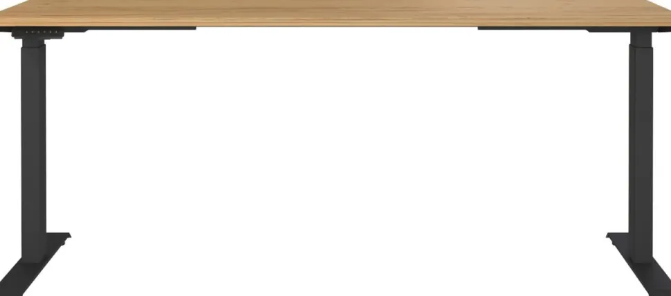 GERMANIA Hoogteverstelbaar Zit-sta-bureau Metaal, spaanplaat Eiken, zwart T-Voet 1,800 x 800 x 1,200 mm