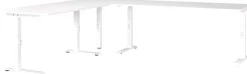 GERMANIA Hoogteverstelbaar Hoekbureau Eiken Metaal, spaanplaat Wit C-Voet 2,600 x 2,200 x 910 mm