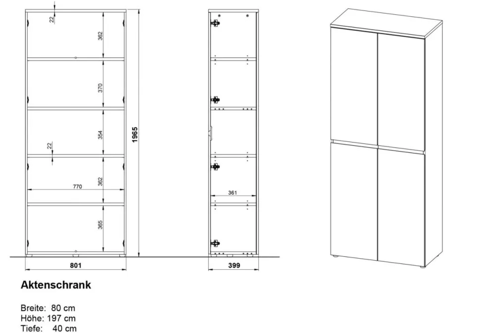 GERMANIA kast met 2 deuren 4266-549 GW-Lissabon 80 x 40 x 197 cm melamine donkergrijs, lichtbruin, Navarra-eiken