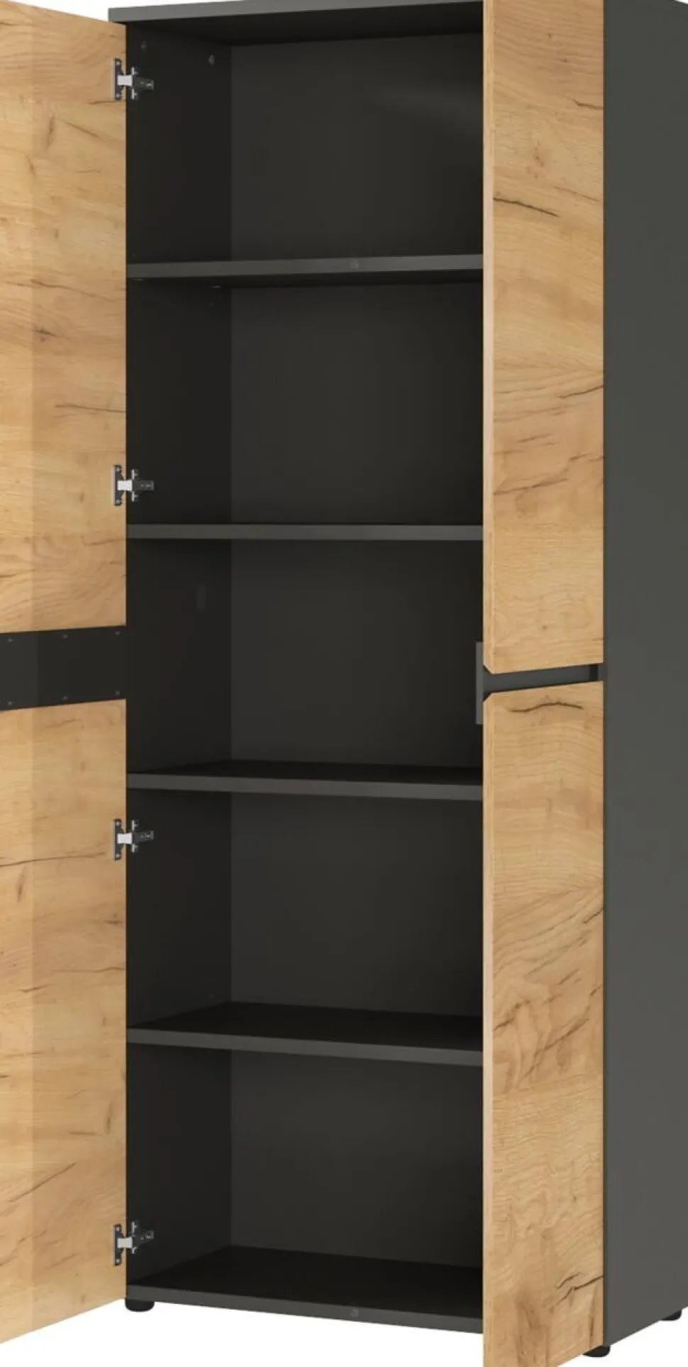 GERMANIA kast met 2 deuren 4266-549 GW-Lissabon 80 x 40 x 197 cm melamine donkergrijs, lichtbruin, Navarra-eiken