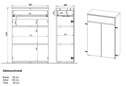 GERMANIA kast met 2 deuren en 1 lade 4265-549 GW-Lissabon 80 x 40 x 120 cm melamine, donkergrijs, lichtbruin, Navarra-eiken
