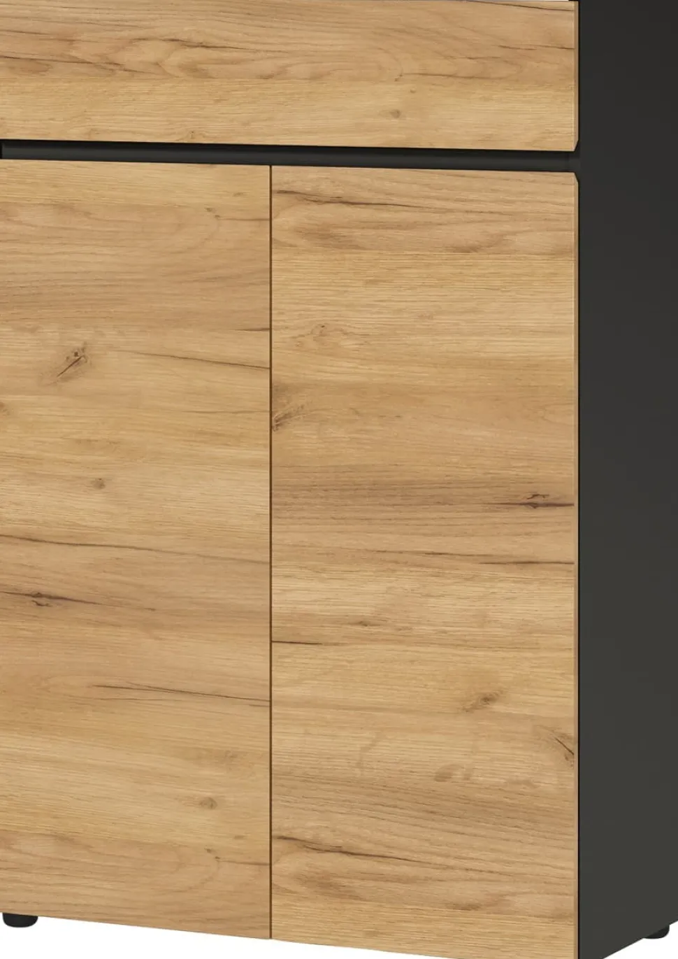 GERMANIA kast met 2 deuren en 1 lade 4265-549 GW-Lissabon 80 x 40 x 120 cm melamine, donkergrijs, lichtbruin, Navarra-eiken