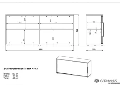 GERMANIA Kast met schuifdeuren 4373-547 Grafiet 1.600 x 400 x 740 mm