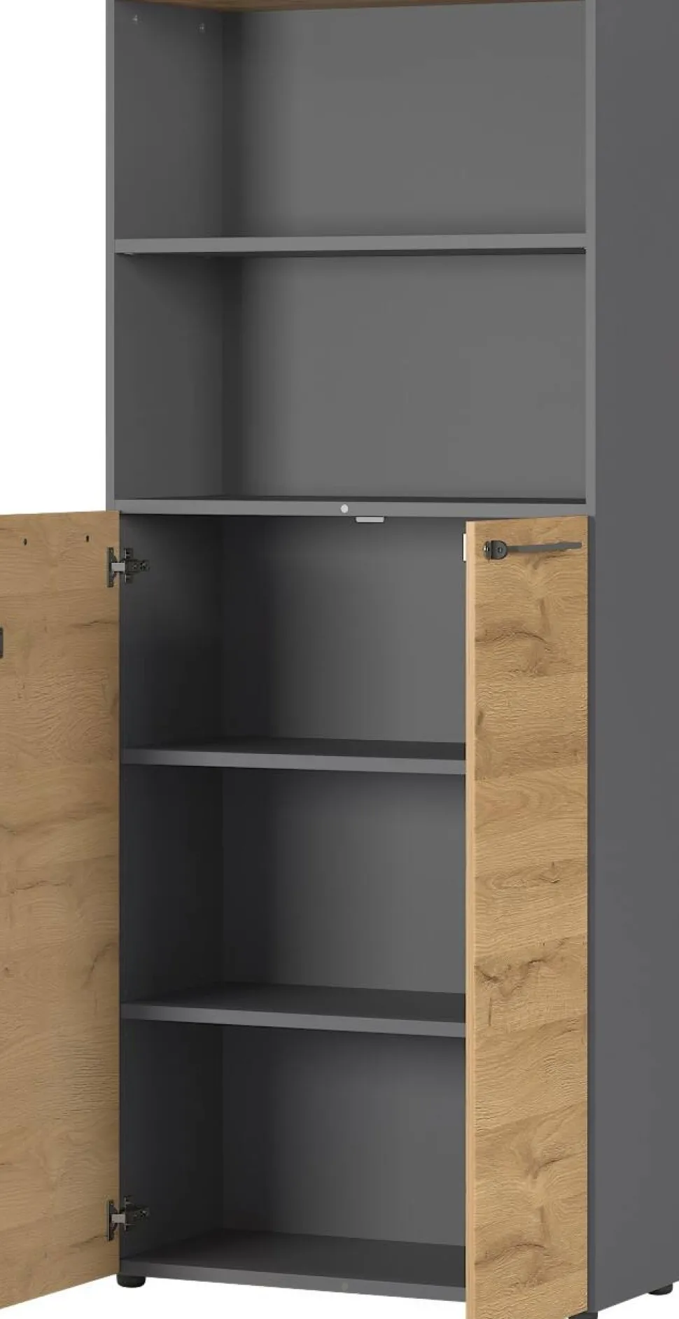 GERMANIA Melamine Draaideurkast Afsluitbaar 800 x 400 x 1.970 mm Bruin, grafiet