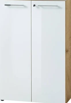 GERMANIA Niet hoogteverstelbaar Archiefkast Eiken 800 (B) x 370 (D) x 1.200 (H) mm Glas, spaanplaat