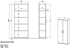 GERMANIA PROFI 2.0 Archiefkast 800 x 400 x 2.000 mm Lichtgrijs