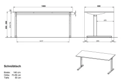 GERMANIA PROFI 2.0 In hoogte verstelbaar Bureau Eiken 1.600 (B) x 800 (D) x 800 (H) mm