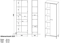 GERMANIA Rovigo 2237-547 Archiefkast 64 x 34 x 190 cm Grafiet