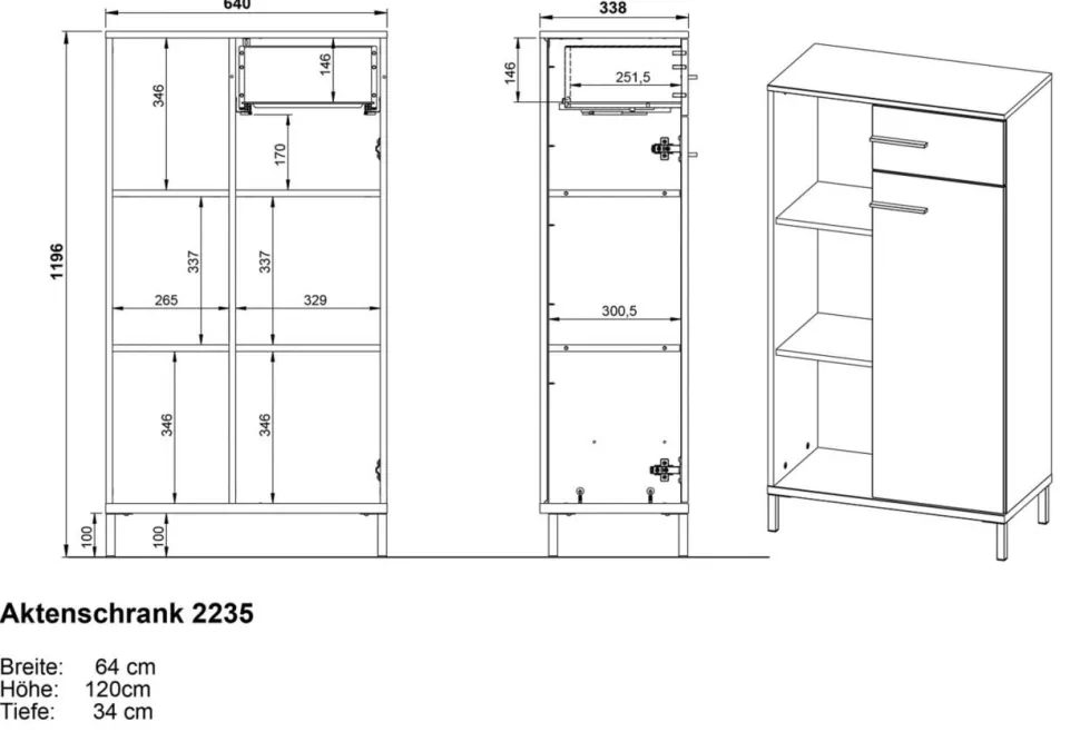 GERMANIA Rovigo 2235-572 Archiefkast 64 x 34 x 120 cm Kasjmier