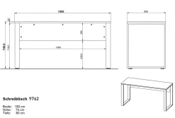 GERMANIA Rovigo Bureau Rechthoekig Grafiet 600 mm (D) x 740 mm (H) Metaal, Spaanplaat