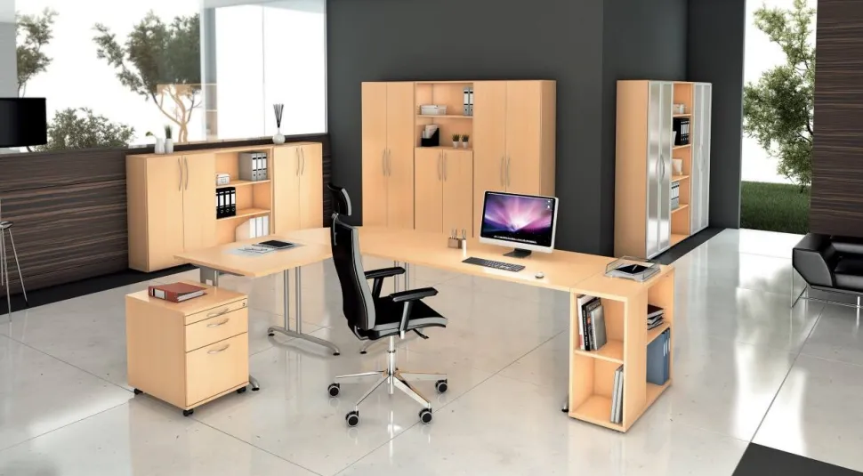 Hammerbacher B-Serie VBS Bureau Beuken C-Voet 1.800 (B) x 800 (D) x 740 (H) mm Spaanplaat, Staal