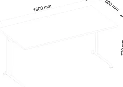 Hammerbacher B-Serie VBS Bureau Grijs C-Voet 1,600 (B) x 800 (D) x 740 (H) mm Spaanplaat, Staal