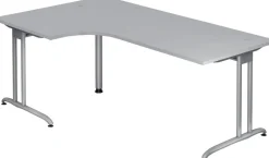 Hammerbacher B-Serie VBS Hoekbureau Grijs C-Voet 2,000 (B) x 1,200 (D) x 740 (H) mm Spaanplaat, Staal