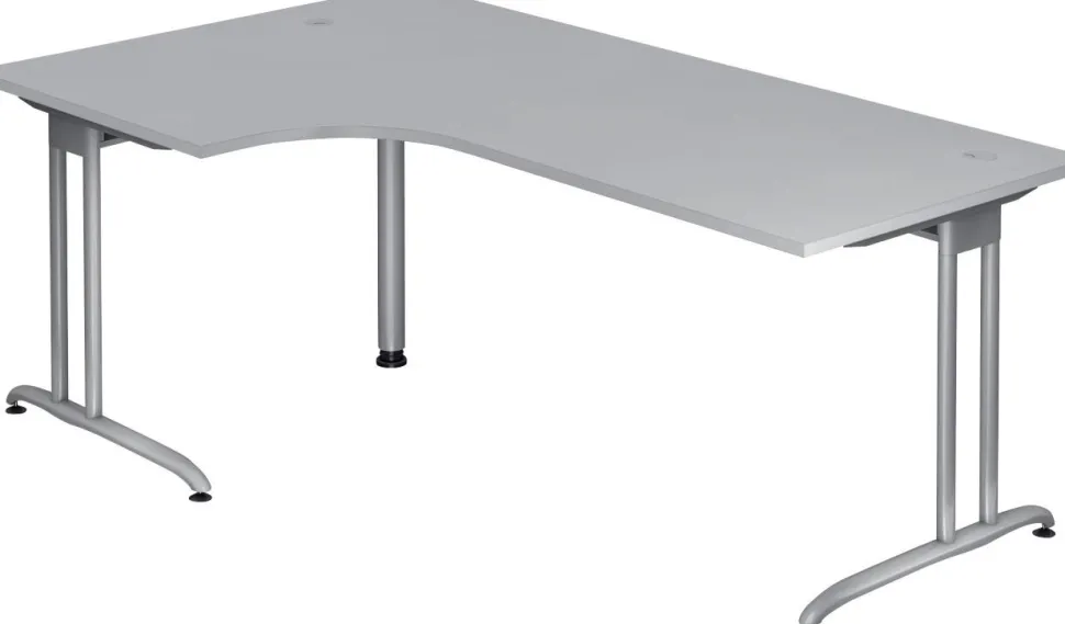 Hammerbacher B-Serie VBS Hoekbureau Grijs C-Voet 2,000 (B) x 1,200 (D) x 740 (H) mm Spaanplaat, Staal