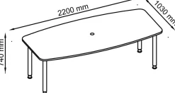 Hammerbacher Conferentietafel KT22C Ahorn 2.200 x 1.050 x 740 mm