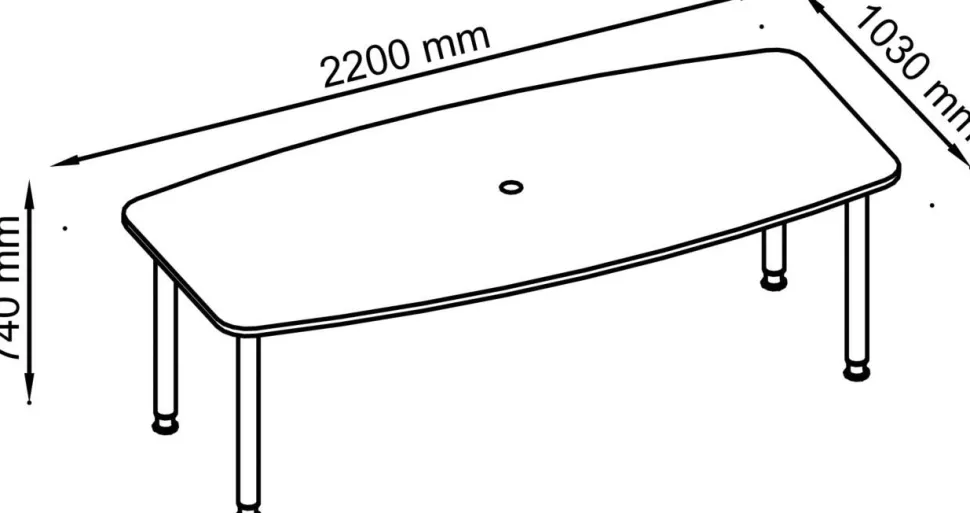 Hammerbacher Conferentietafel KT22C Ahorn 2.200 x 1.050 x 740 mm