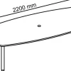 Hammerbacher Conferentietafel KT22C Eiken 2.200 x 1.050 x 740 mm
