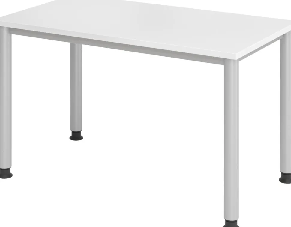 Hammerbacher Express Q VHS Hoogteverstelbaar Bureau Rechthoekig Wit 4 metalen poten 1.200 (B) x 672 (D) x 810 (H) mm Spaanplaat, Staal