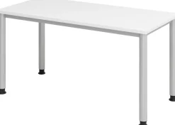 Hammerbacher Express Q VHS Hoogteverstelbaar Bureau Rechthoekig Wit 4 metalen poten 1,400 (B) x 672 (D) x 810 (H) mm Spaanplaat, Staal