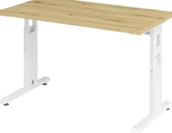Hammerbacher Express Q VOS Hoogteverstelbaar Bureau Rechthoekig Eiken C-Voet 1.200 (B) x 672 (D) x 850 (H) mm Spaanplaat, Staal