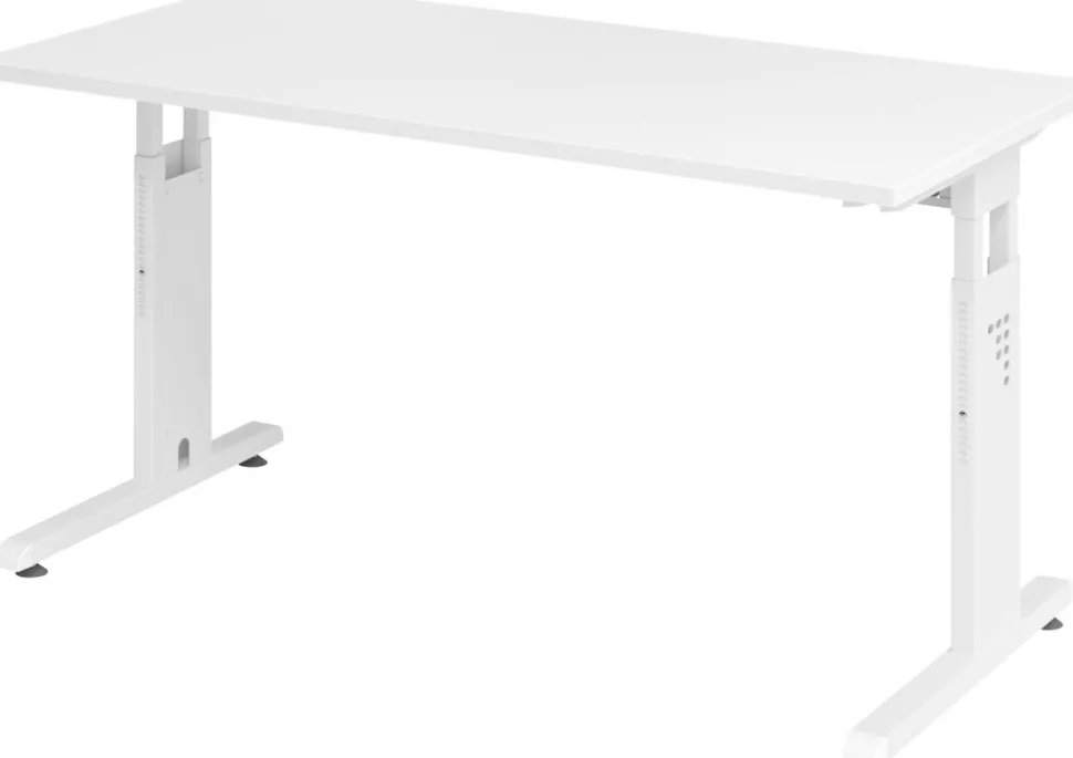 Hammerbacher Express Q VOS Hoogteverstelbaar Bureau Rechthoekig Wit C-Voet 1.400 (B) x 672 (D) x 850 (H) mm Spaanplaat, Staal