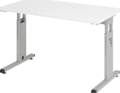 Hammerbacher Express Q VOS Hoogteverstelbaar Bureau Rechthoekig Wit C-Voet 1.200 (B) x 672 (D) x 850 (H) mm Spaanplaat, Staal