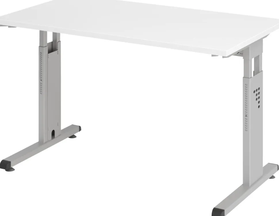 Hammerbacher Express Q VOS Hoogteverstelbaar Bureau Rechthoekig Wit C-Voet 1.200 (B) x 672 (D) x 850 (H) mm Spaanplaat, Staal