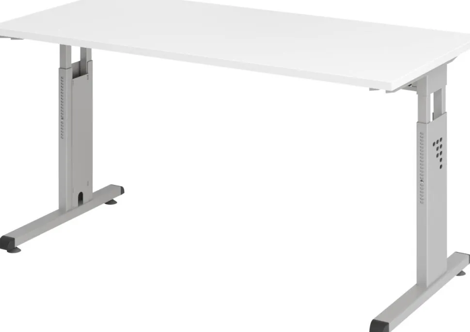 Hammerbacher Express Q VOS Hoogteverstelbaar Bureau Rechthoekig Wit C-Voet 1,400 (B) x 672 (D) x 850 (H) mm Spaanplaat, Staal