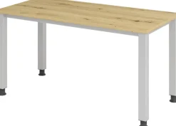 Hammerbacher Express Q VQS Hoogteverstelbaar Bureau Rechthoekig Eiken 4 metalen poten 1,400 (B) x 672 (D) x 810 (H) mm Spaanplaat, Staal