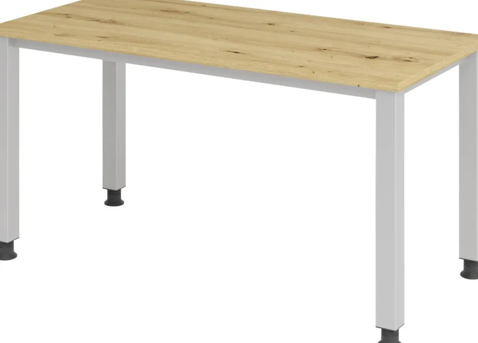 Hammerbacher Express Q VQS Hoogteverstelbaar Bureau Rechthoekig Eiken 4 metalen poten 1,400 (B) x 672 (D) x 810 (H) mm Spaanplaat, Staal