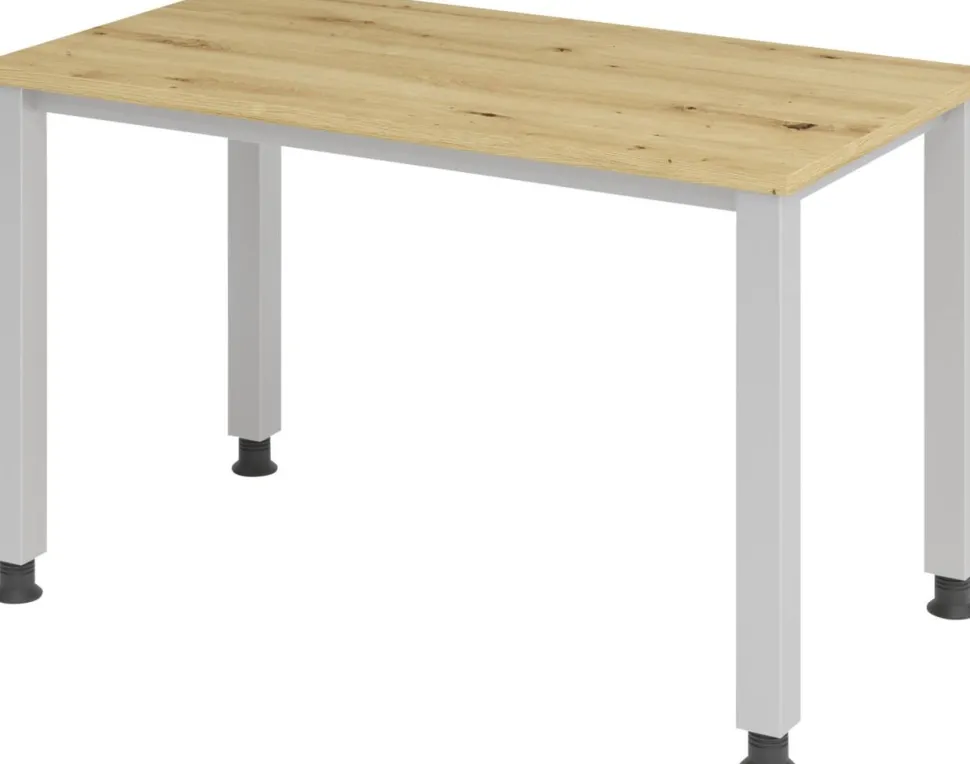 Hammerbacher Express Q VQS Hoogteverstelbaar Bureau Rechthoekig Eiken 4 metalen poten 1.200 (B) x 672 (D) x 810 (H) mm Spaanplaat, Staal