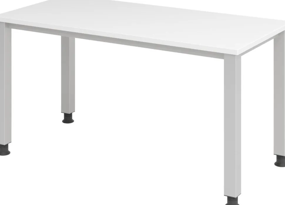 Hammerbacher Express Q VQS Hoogteverstelbaar Bureau Rechthoekig Wit 4 metalen poten 1.400 (B) x 672 (D) x 810 (H) mm Spaanplaat, Staal