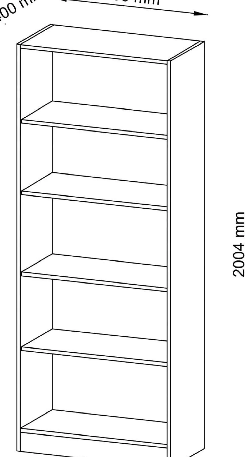 Hammerbacher Hout Boekenkast 4 Planken 800 x 400 x 2.004 mm Wit